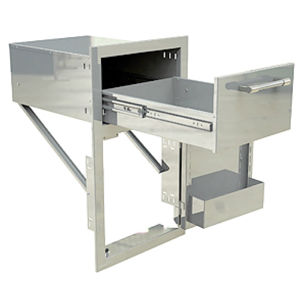 Alfresco Grills 17 Inch Stainless Steel Right Hinged Single Door  and  Single Drawer Combo with Soft Close Hardware   Ultramarine Blue