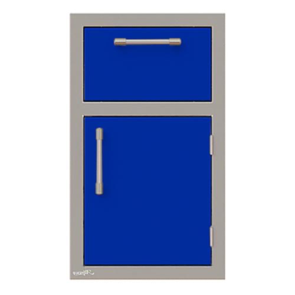 Alfresco Grills 17 Inch Stainless Steel Right Hinged Single Door  and  Single Drawer Combo with Soft Close Hardware   Ultramarine Blue