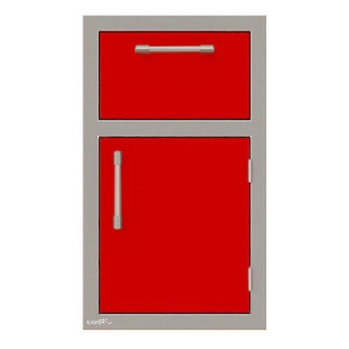 Alfresco Grills 17 Inch Stainless Steel Right Hinged Single Door  and  Single Drawer Combo with Soft Close Hardware   Carmine Red