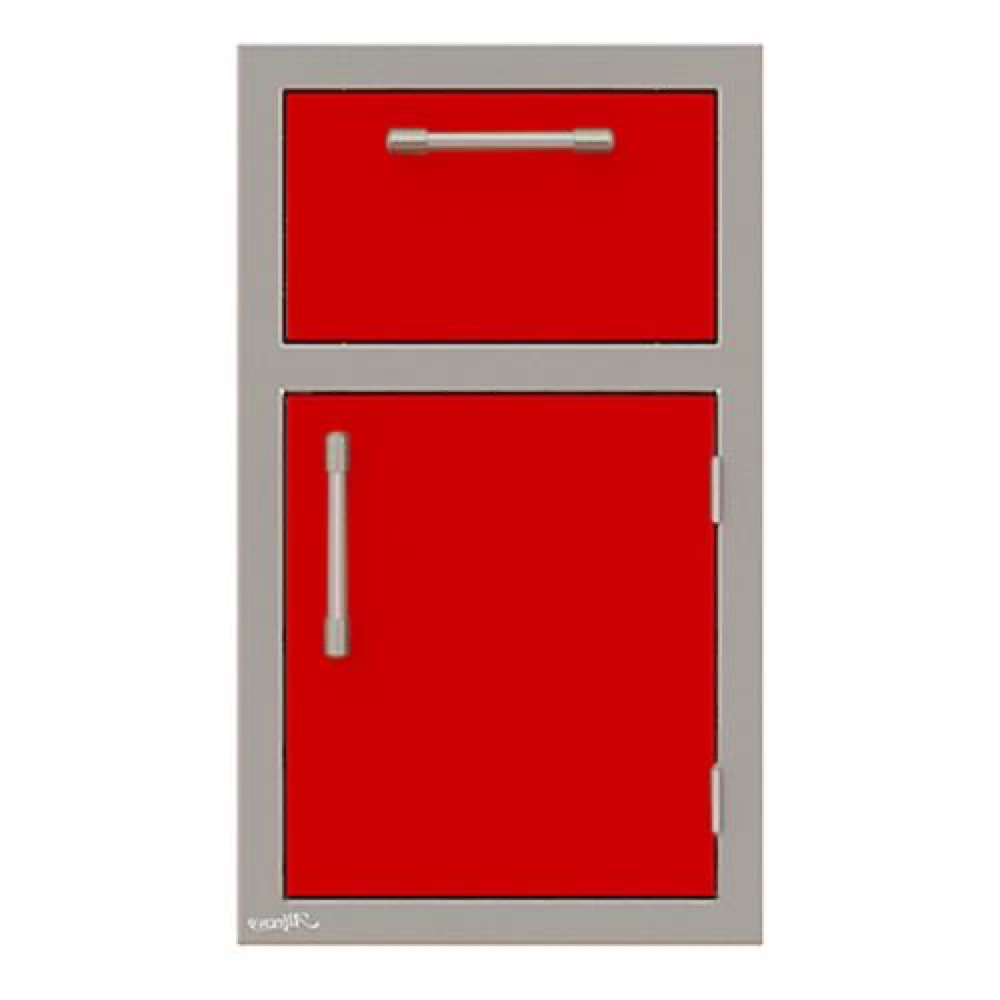 Alfresco Grills 17 Inch Stainless Steel Right Hinged Single Door  and  Single Drawer Combo with Soft Close Hardware   Carmine Red
