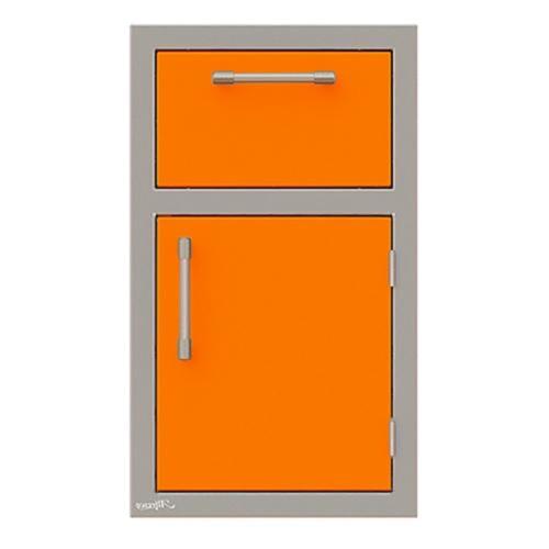 Alfresco Grills 17 Inch Stainless Steel Right Hinged Single Door  and  Single Drawer Combo with Soft Close Hardware   Luminous Orange
