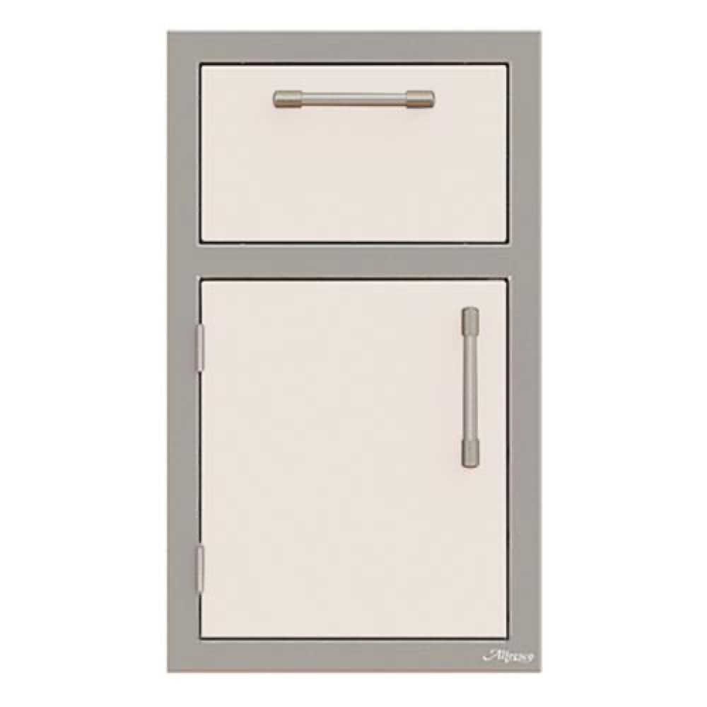 Alfresco Grills 17 Inch Stainless Steel Left Hinged Single Door  and  Paper Towel Holder Combo   Signal White Gloss