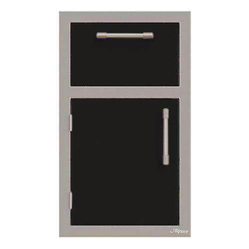 Alfresco Grills 17 Inch Stainless Steel Left Hinged Single Door  and  Paper Towel Holder Combo   Jet Black Gloss