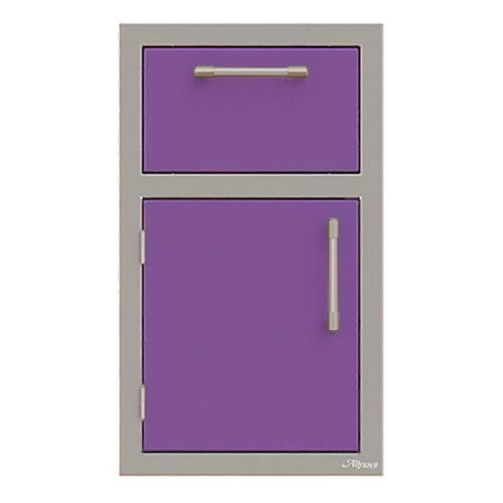 Alfresco Grills 17 Inch Stainless Steel Left Hinged Single Door  and  Paper Towel Holder Combo   Blue Lilac