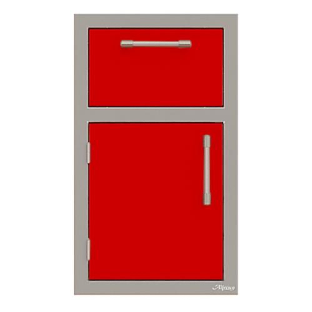 Alfresco Grills 17 Inch Stainless Steel Left Hinged Single Door  and  Paper Towel Holder Combo   Carmine Red