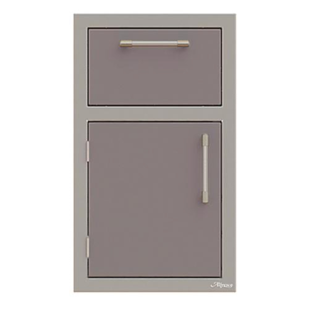 Alfresco Grills 17 Inch Stainless Steel Left Hinged Single Door  and  Paper Towel Holder Combo   Signal Grey