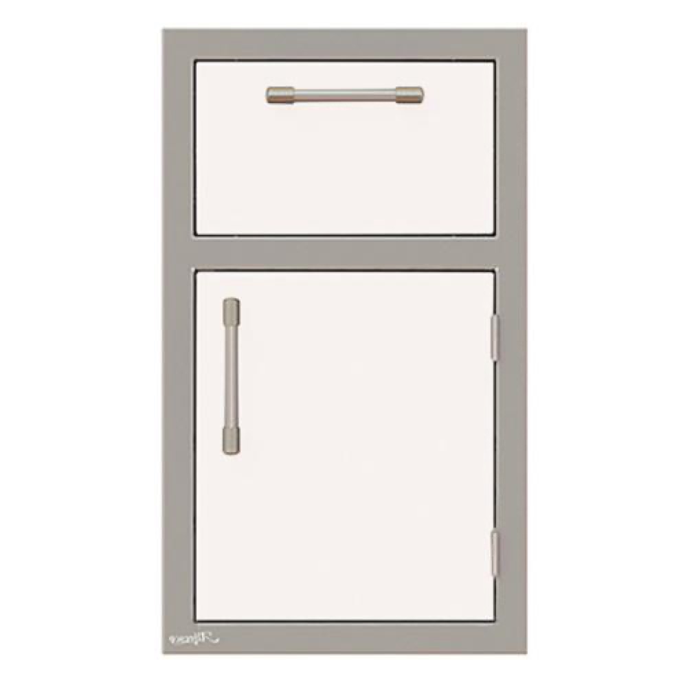 Alfresco Grills 17 Inch Stainless Steel Right Hinged Single Door  and  Paper Towel Holder Combo   Signal White Matte