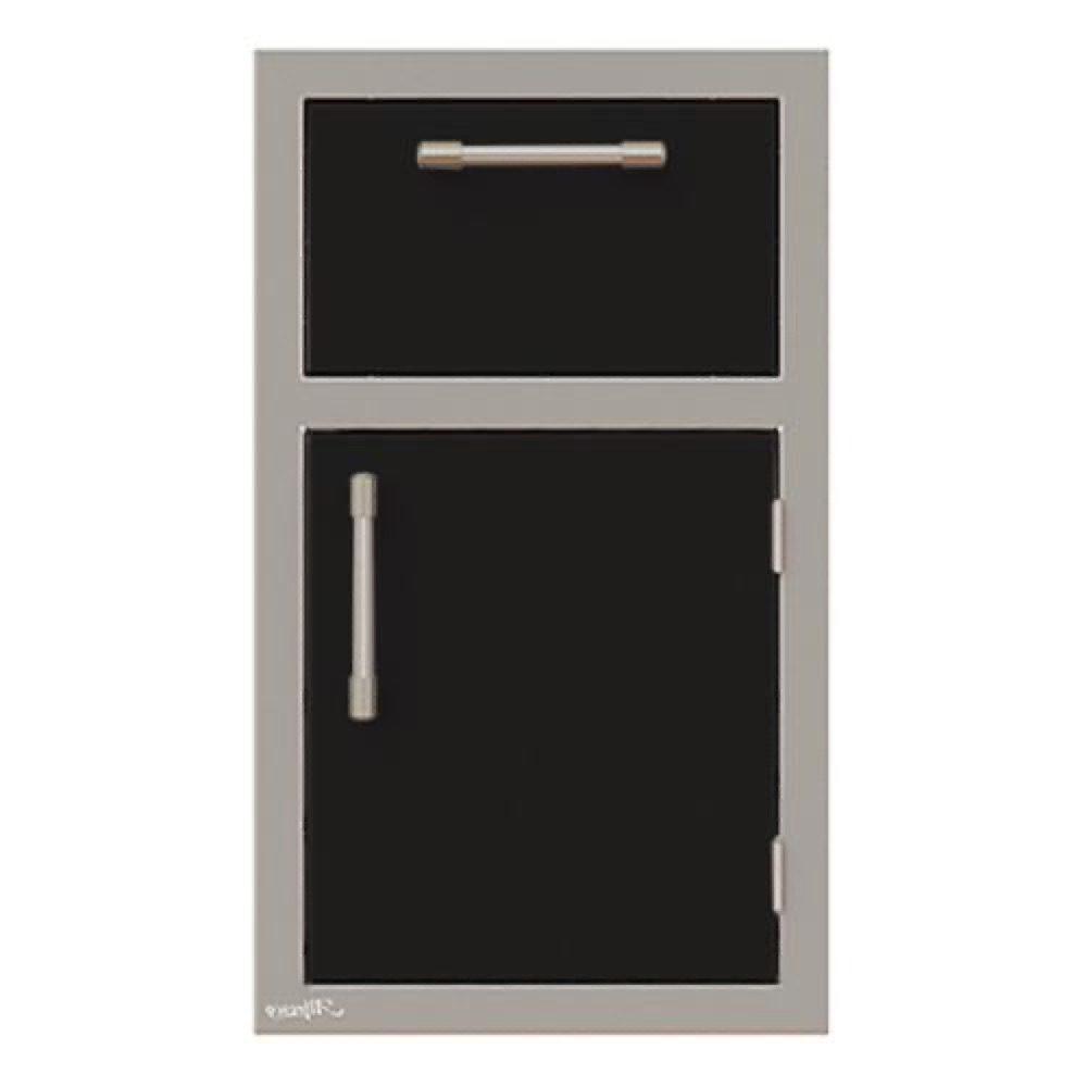 Alfresco Grills 17 Inch Stainless Steel Right Hinged Single Door  and  Paper Towel Holder Combo   Jet Black Gloss