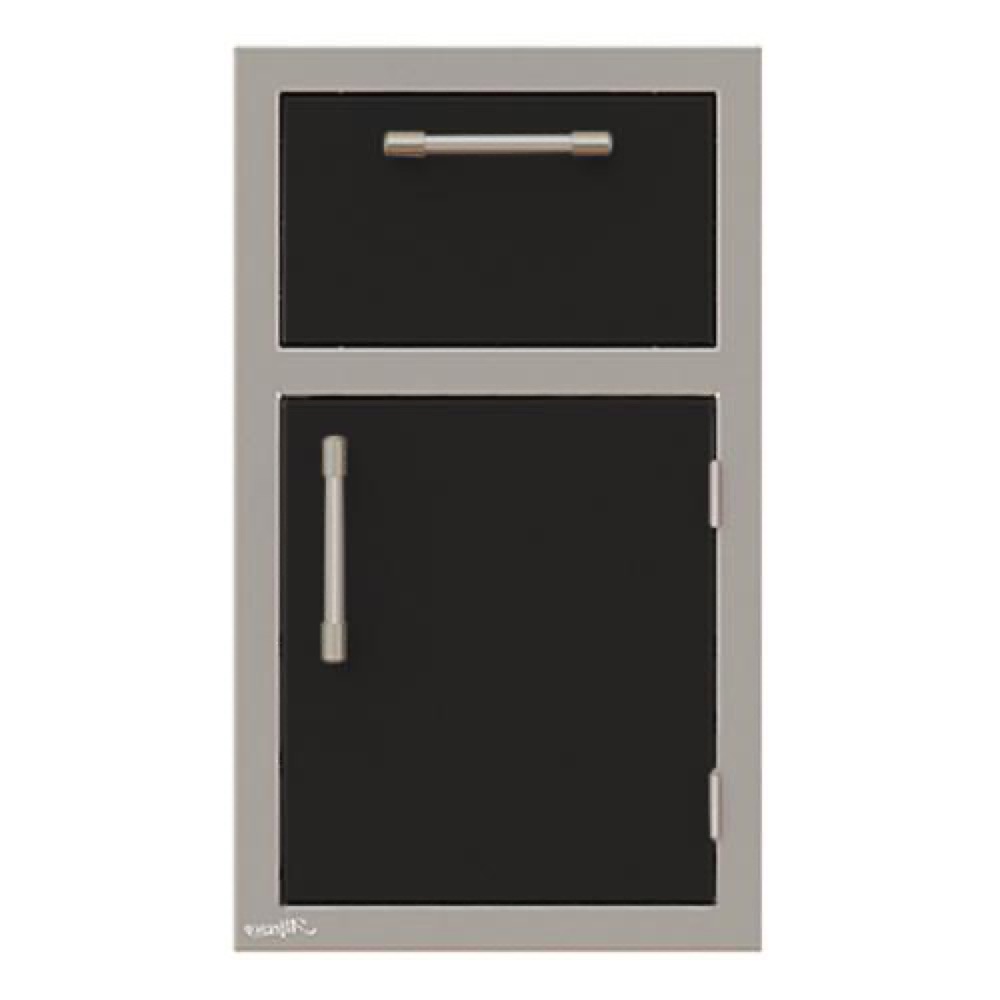 Alfresco Grills 17 Inch Stainless Steel Right Hinged Single Door  and  Paper Towel Holder Combo   Jet Black Matte