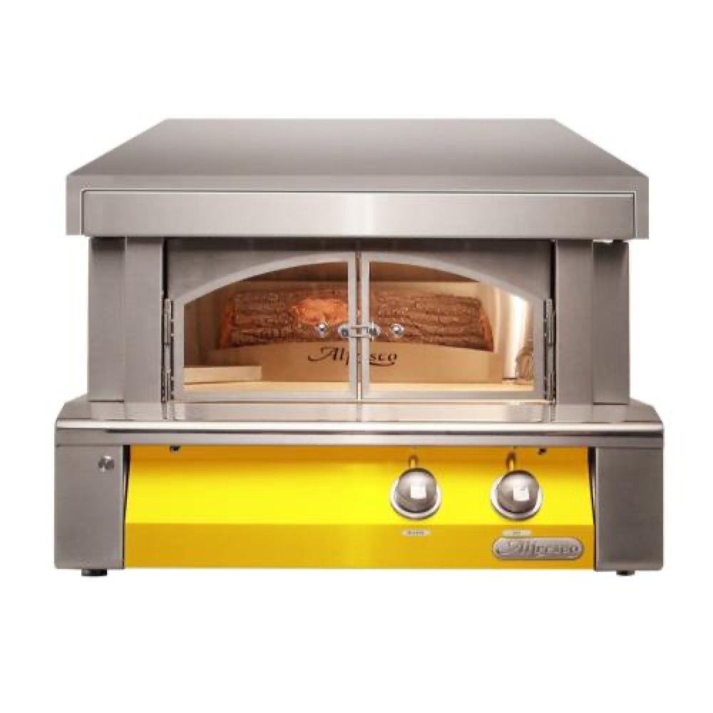 Alfresco Grills 30 Inch Built In Natural Gas Outdoor Pizza Oven   Traffic Yellow