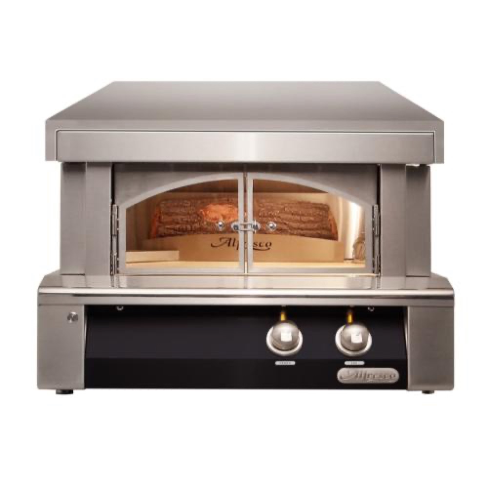 Alfresco Grills 30 Inch Countertop Natural Gas Outdoor Pizza Oven   Jet Black Gloss