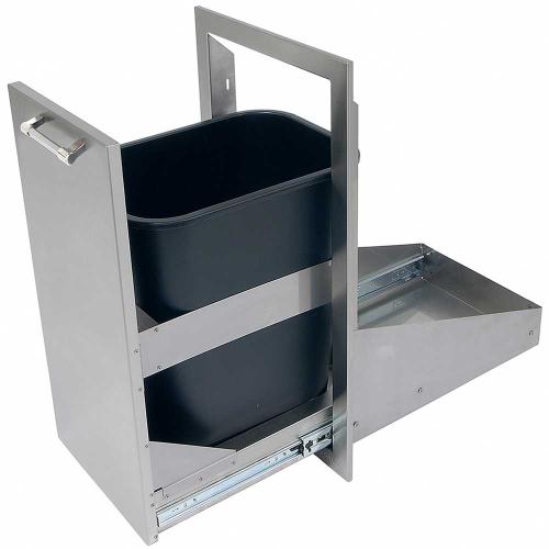 Alfresco Grills 15 Inch Roll Out Stainless Steel Trash Bin with Soft Close Hardware   Traffic Yellow