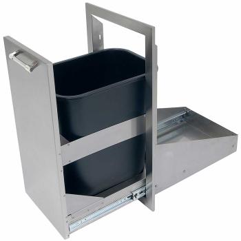 Alfresco Grills 15 Inch Roll Out Stainless Steel Trash Bin with Soft Close Hardware AXE TC SC Open350