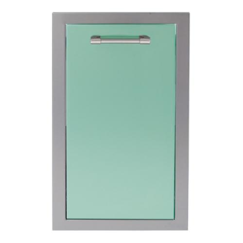 Alfresco Grills 15 Inch Roll Out Stainless Steel Trash Bin with Soft Close Hardware   Light Green