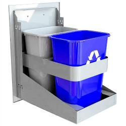 Alfresco Grills 20 Inch Roll Out Double Stainless Steel Trash and Recycling Bin with Soft Close Hardware AXE TC2D SC Rear View250