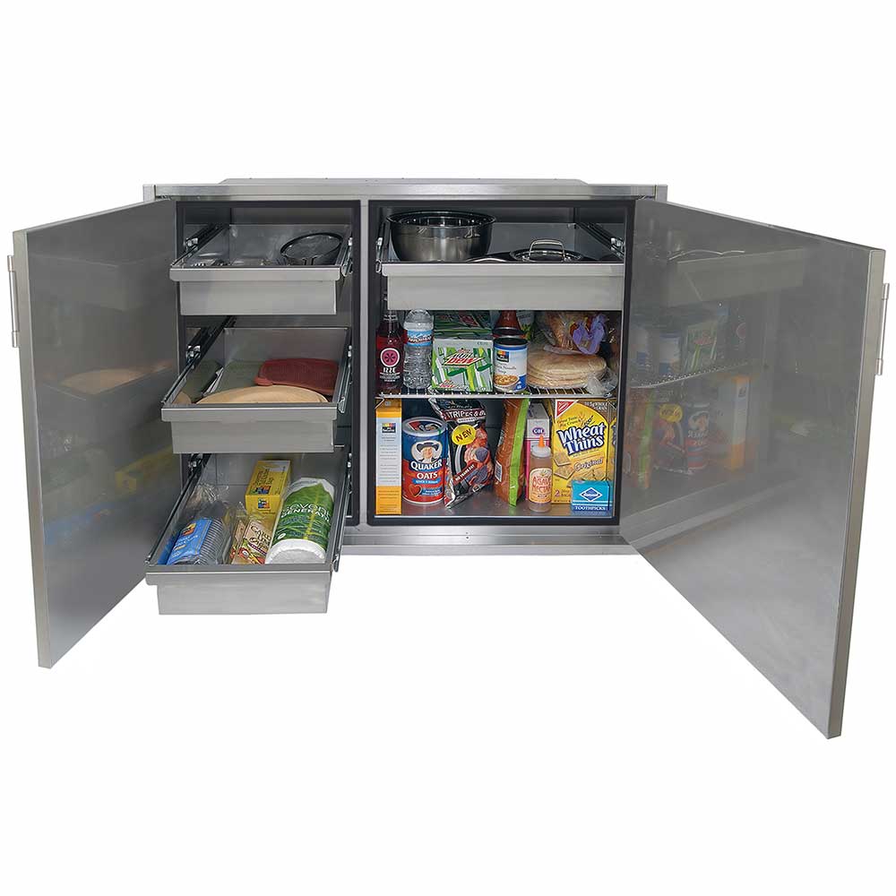 Alfresco Grills 30 x 33 Inch Stainless Steel Enclosed Water Resistant Dry Storage Pantry   Signal White Matte