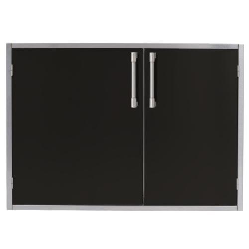 Alfresco Grills 30 x 33 Inch Stainless Steel Enclosed Water Resistant Dry Storage Pantry   Jet Black Gloss