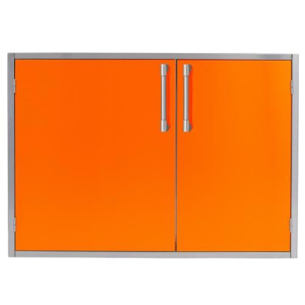 Alfresco Grills 30 x 33 Inch Stainless Steel Enclosed Water Resistant Dry Storage Pantry   Luminous Orange