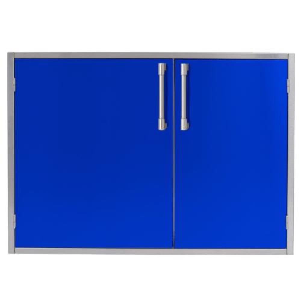 Alfresco Grills 30 x 21 Inch Stainless Steel Enclosed Water Resistant Dry Storage Pantry   Ultramarine Blue