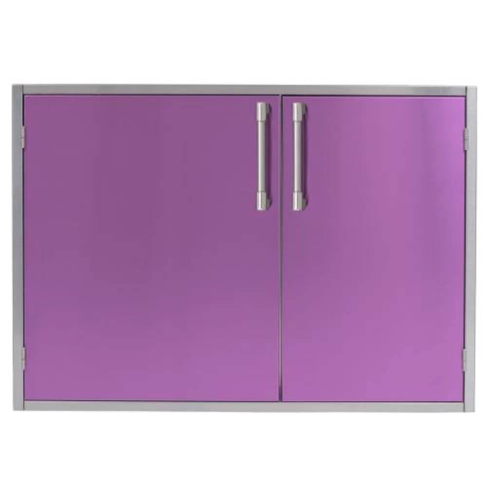 Alfresco Grills 30 x 21 Inch Stainless Steel Enclosed Water Resistant Dry Storage Pantry   Blue Lilac