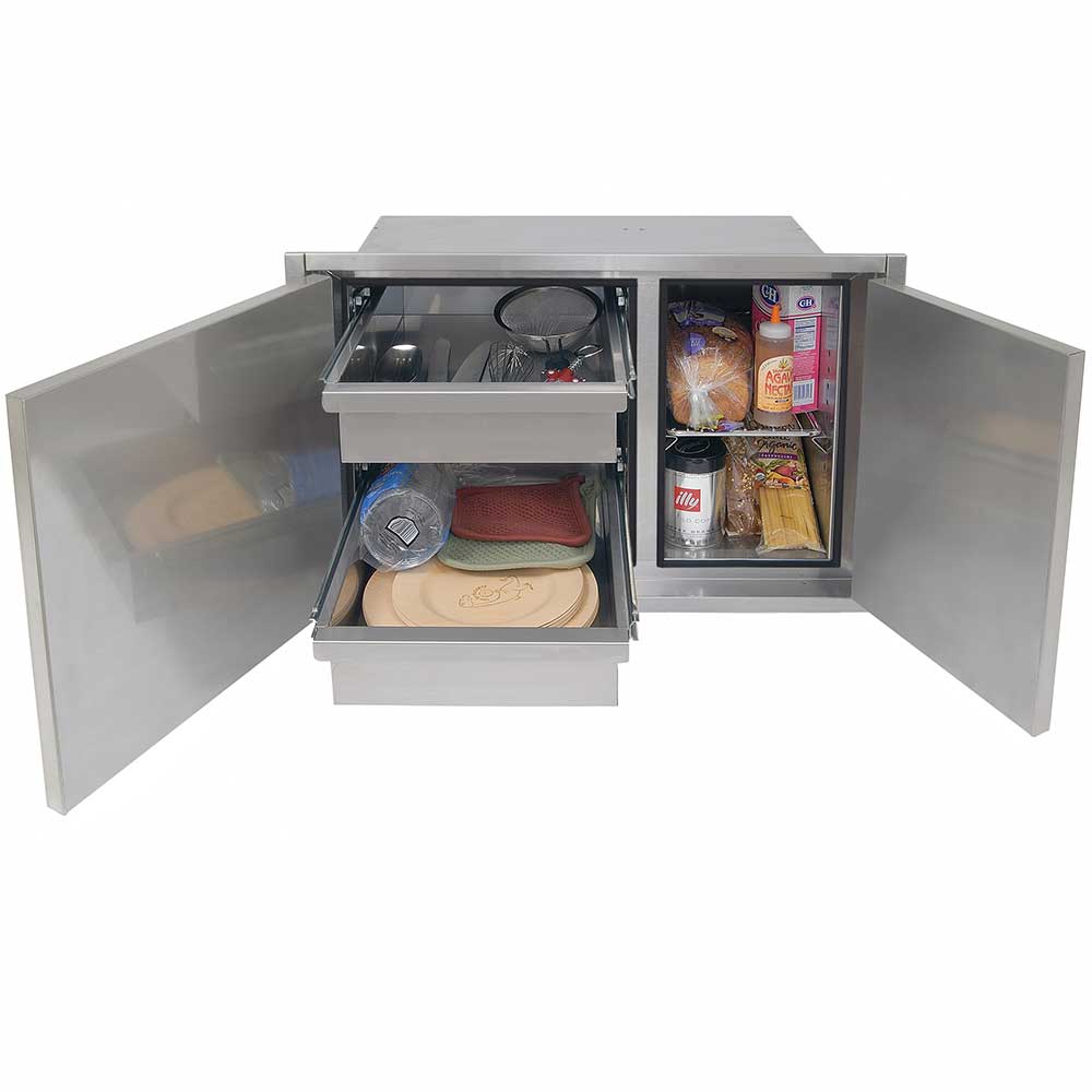 Alfresco Grills 30 x 21 Inch Stainless Steel Enclosed Water Resistant Dry Storage Pantry   Traffic Yellow