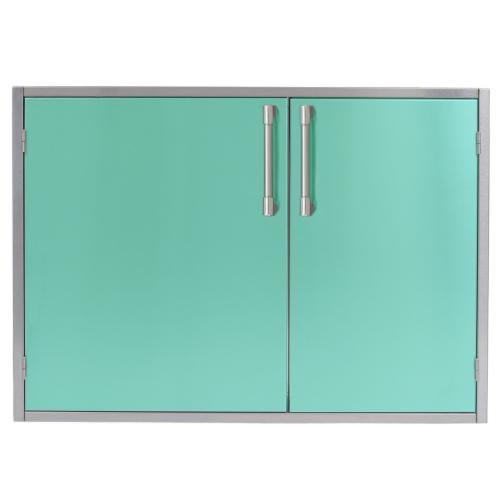 Alfresco Grills 30 x 21 Inch Stainless Steel Enclosed Water Resistant Dry Storage Pantry   Light Green