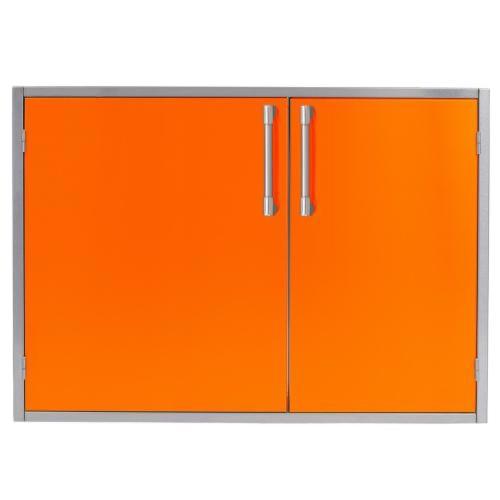 Alfresco Grills 30 x 21 Inch Stainless Steel Enclosed Water Resistant Dry Storage Pantry   Luminous Orange