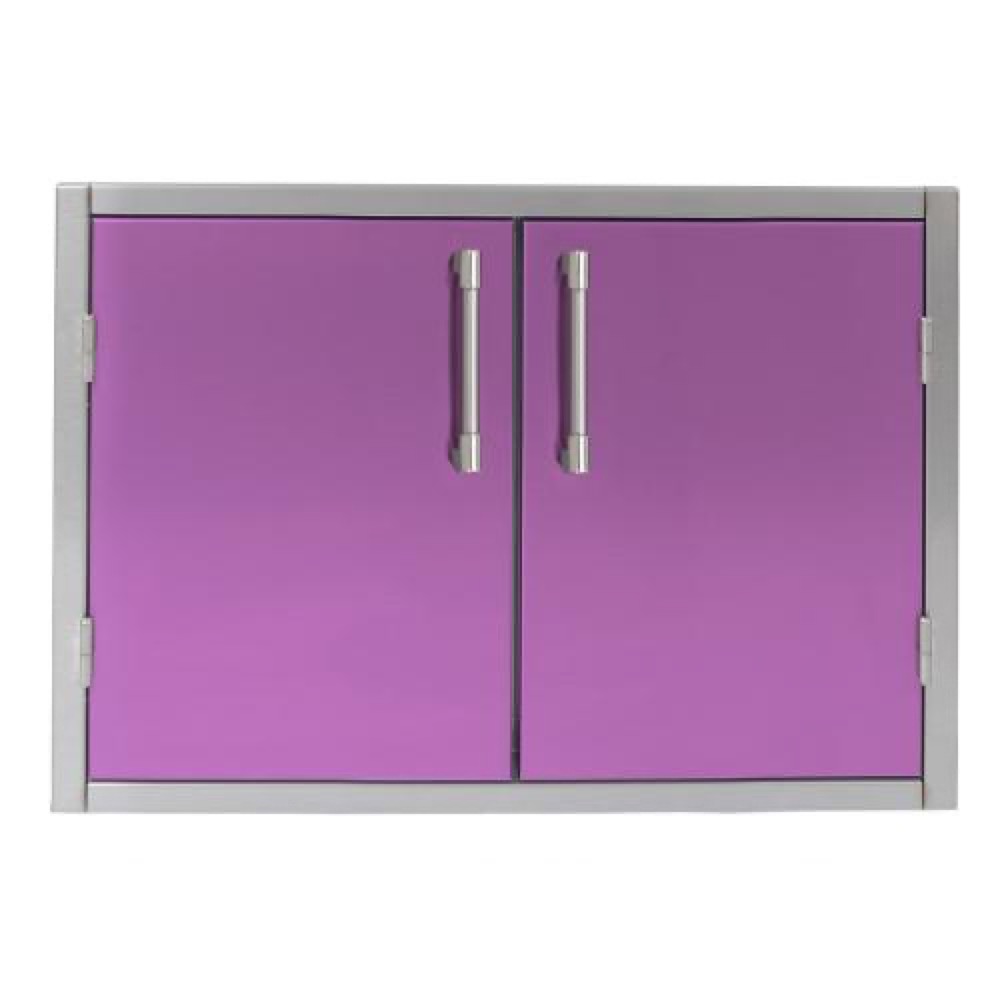 Alfresco Grills 36 x 21 Inch Stainless Steel Enclosed Water Resistant Dry Storage Pantry   Blue Lilac