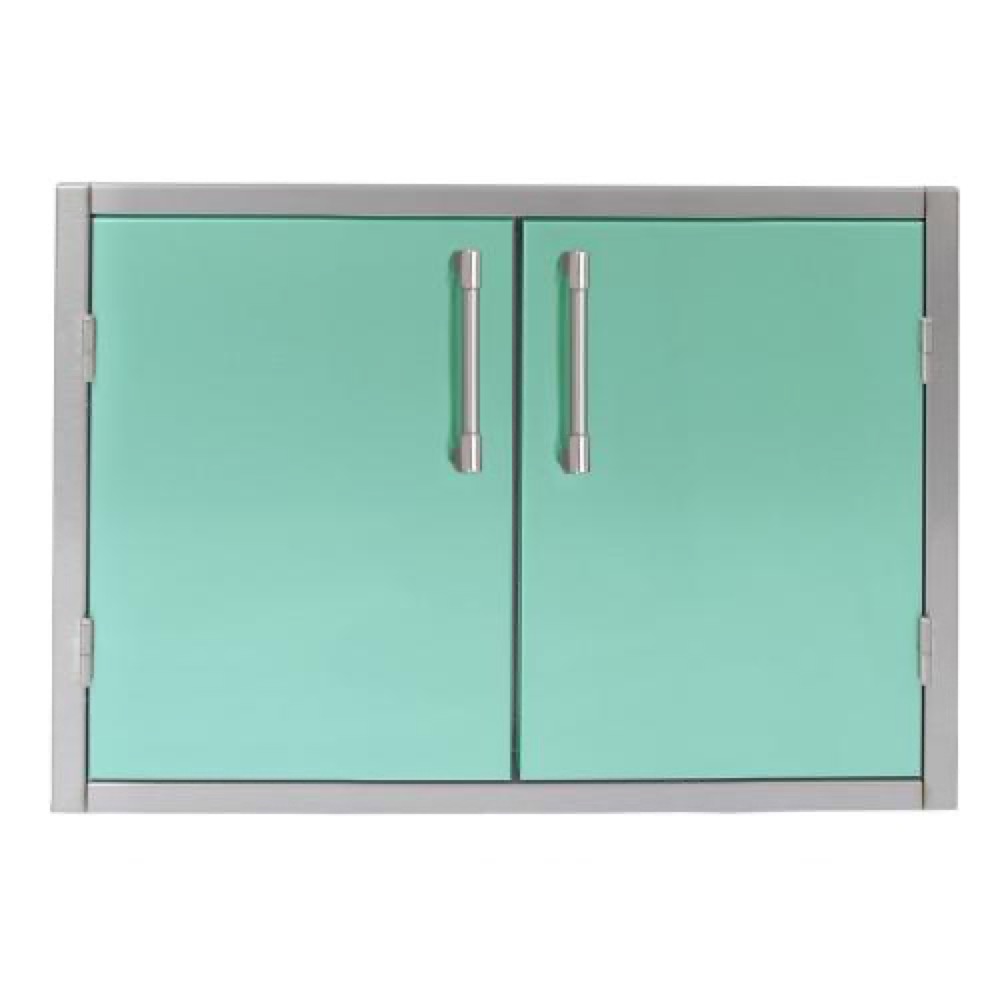 Alfresco Grills 36 x 21 Inch Stainless Steel Enclosed Water Resistant Dry Storage Pantry   Light Green