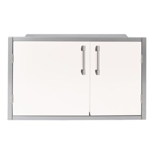 Alfresco Grills 42 x 33 Inch Stainless Steel Enclosed Water Resistant Dry Storage Pantry   Signal White Matte