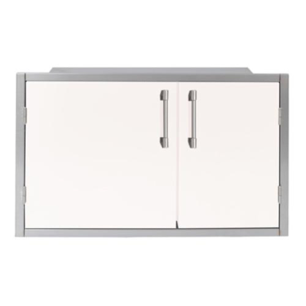 Alfresco Grills 42 x 33 Inch Stainless Steel Enclosed Water Resistant Dry Storage Pantry   Signal White Matte
