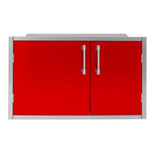 Alfresco Grills 42 x 33 Inch Stainless Steel Enclosed Water Resistant Dry Storage Pantry   Carmine Red