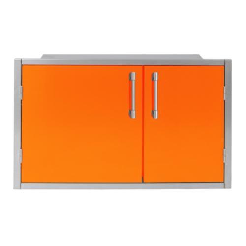 Alfresco Grills 42 x 33 Inch Stainless Steel Enclosed Water Resistant Dry Storage Pantry   Luminous Orange