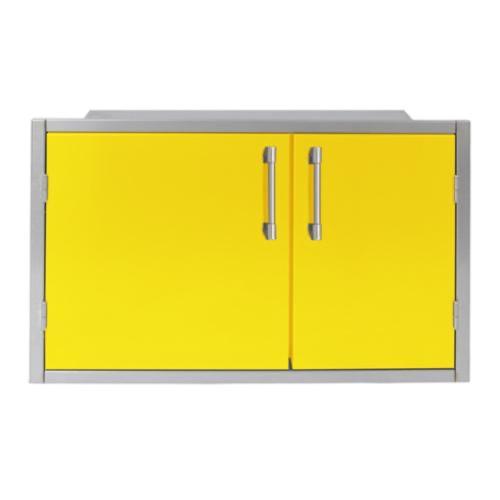 Alfresco Grills 42 x 21 Inch Stainless Steel Enclosed Water Resistant Dry Storage Pantry   Traffic Yellow