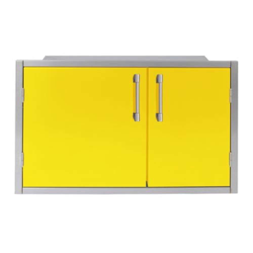 Alfresco Grills 42 x 21 Inch Stainless Steel Enclosed Water Resistant Dry Storage Pantry   Traffic Yellow