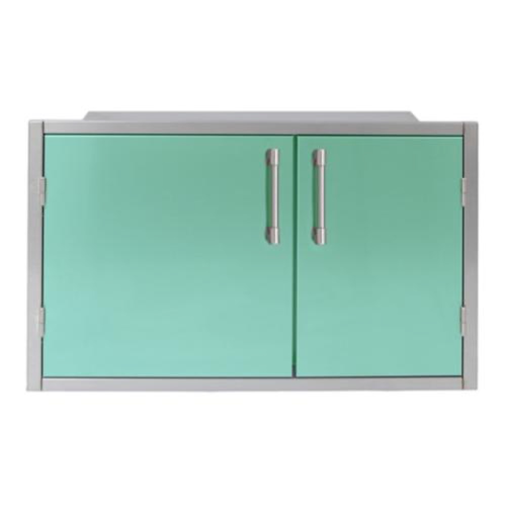 Alfresco Grills 42 x 21 Inch Stainless Steel Enclosed Water Resistant Dry Storage Pantry   Light Green