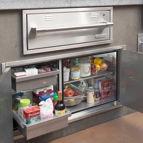 Alfresco Grills 42 x 21 Inch Stainless Steel Enclosed Water Resistant Dry Storage Pantry   Luminous Orange