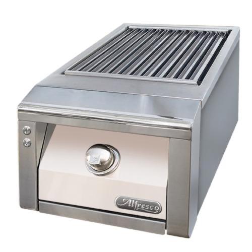 Alfresco Grills 30200 BTU Built In Natural Gas Sear Zone Side Burner with Stainless Steel Lid   Signal White Gloss