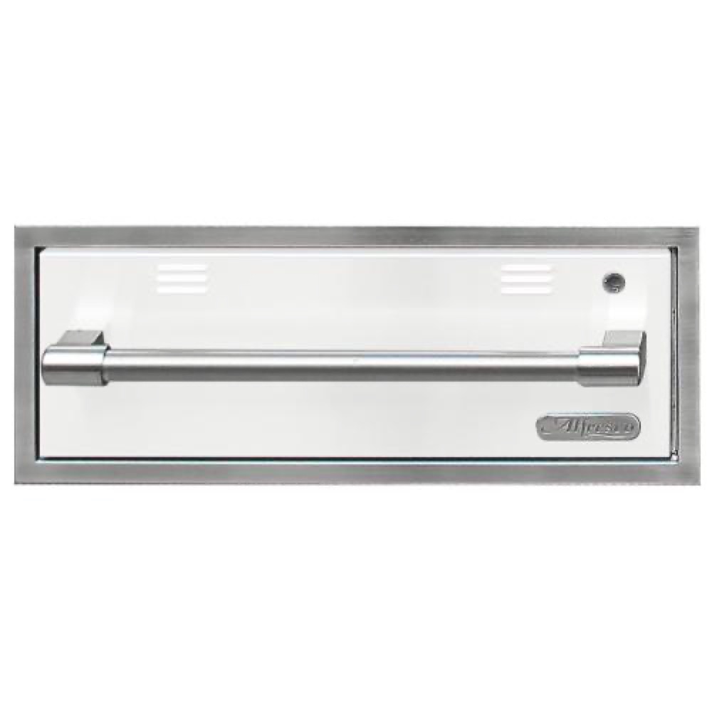 Alfresco Grills 30 Inch 110v Electric Outdoor Warming Drawer   Signal White Matte