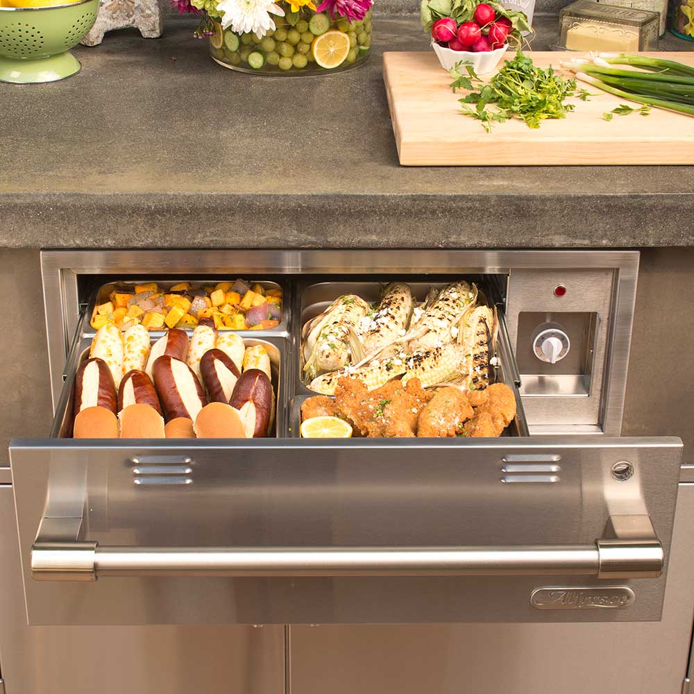 Alfresco Grills 30 Inch 110v Electric Outdoor Warming Drawer   Signal Grey