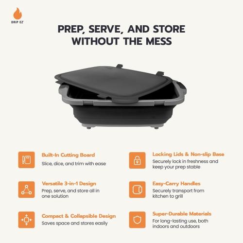 Drip EZ BBQ Prep Tub V2   Extra Large Size   Orange   16 Inches by 22 Inches