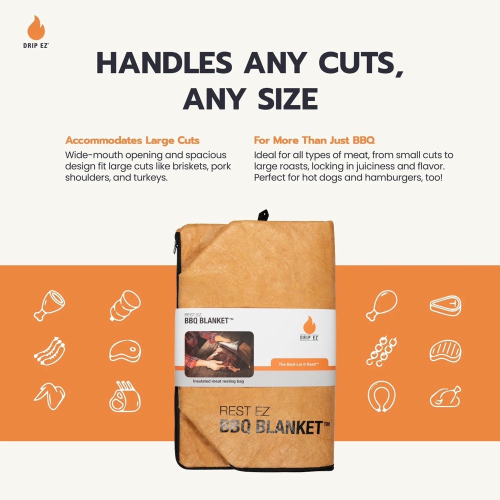 Drip EZ Rest EZ BBQ Blanket for Controlled Heat Loss and Moisture Retention   Heavy Duty Zipper and Wide Mouth   Khaki