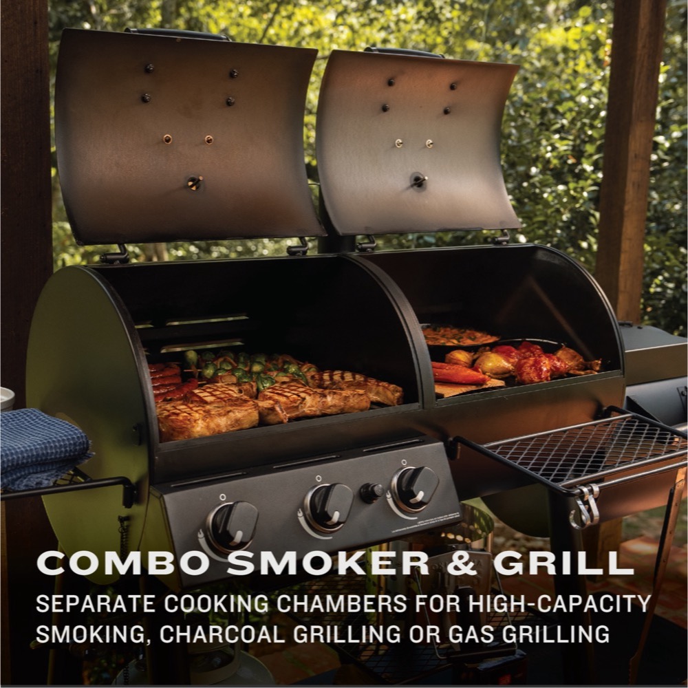 Oklahoma Joes Canyon Combo Charcoal and Propane Gas Smoker  and  Grill