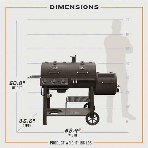 Oklahoma Joes Canyon Combo DLX Charcoal and Propane Gas Smoker  and  Grill