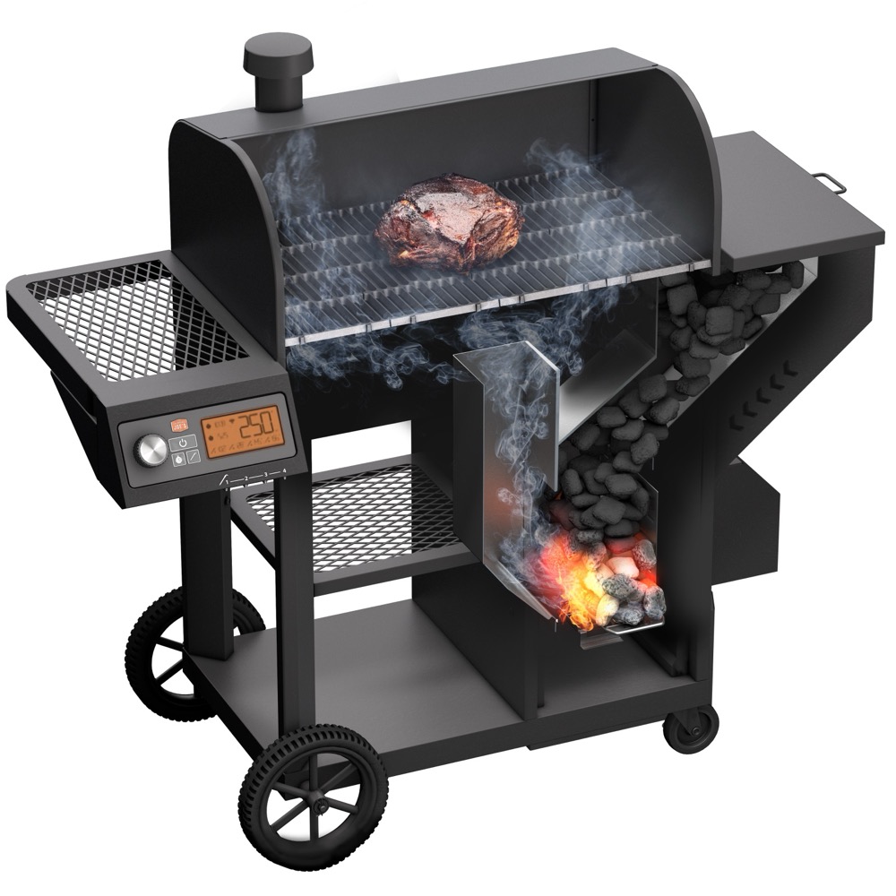 Oklahoma Joes Tahoma 900 DLX Wi Fi Controlled Auto Feed Charcoal Smoker  and  Grill