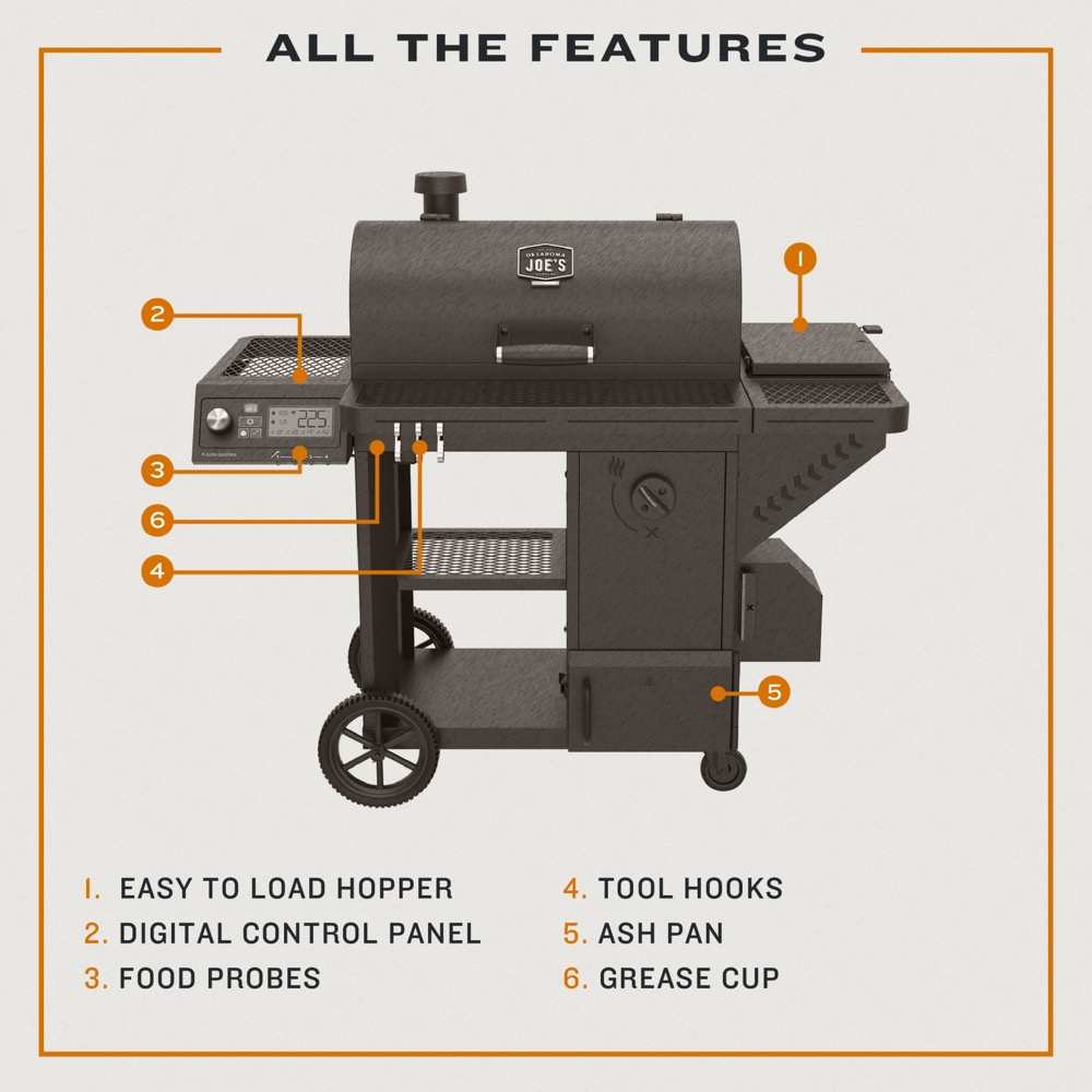 Oklahoma Joes Tahoma 900 DLX Wi Fi Controlled Auto Feed Charcoal Smoker  and  Grill   2025 Model