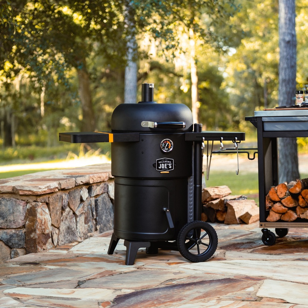 Oklahoma Joes Bronco Drum Charcoal Smoker  and  Grill