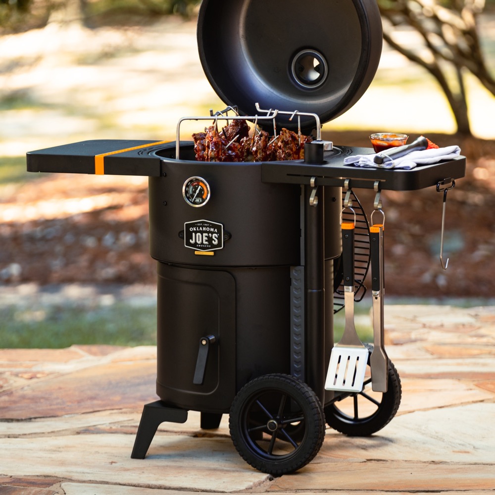 Oklahoma Joes Bronco Drum Charcoal Smoker  and  Grill