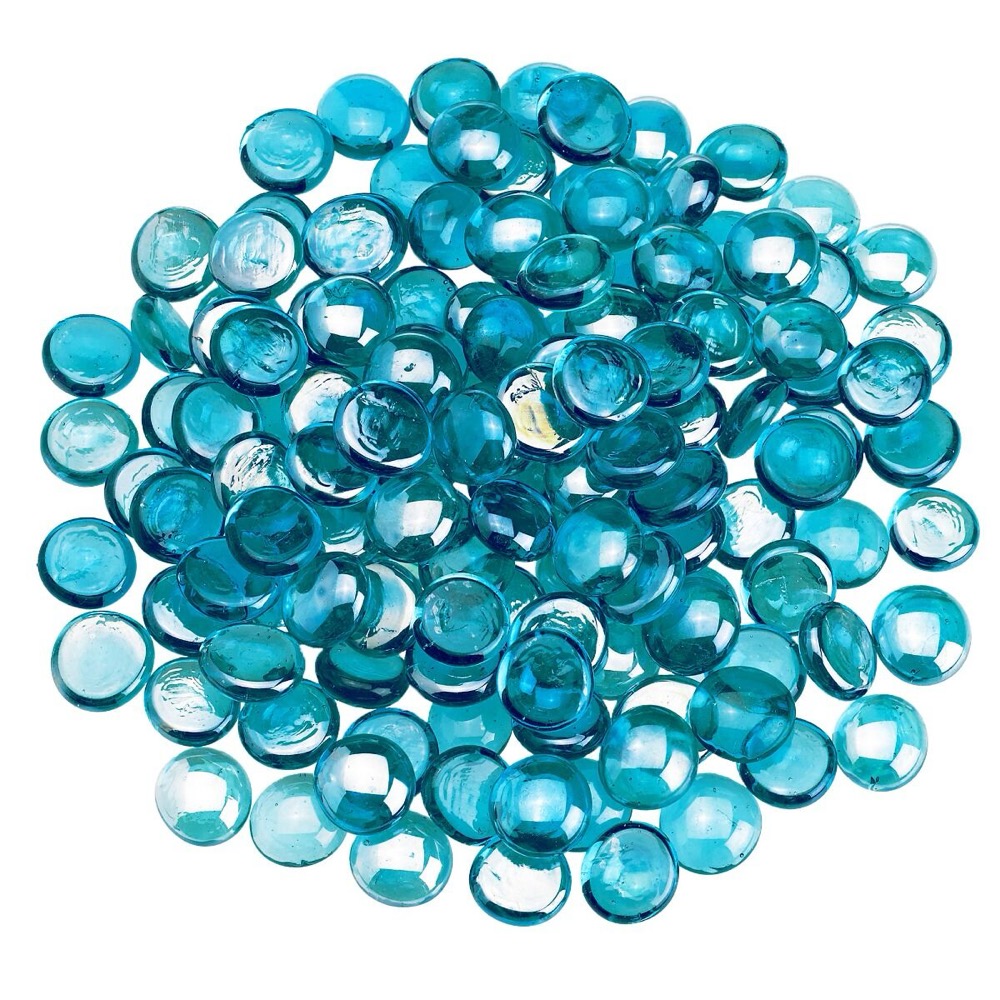 American Fire Glass Half Inch Aqua Blue Luster Fire Beads Glass   10 Pounds