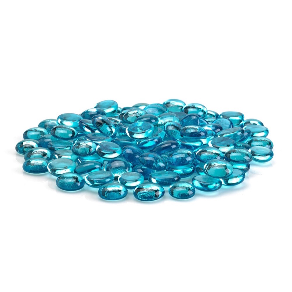 American Fire Glass Half Inch Aqua Blue Luster Fire Beads Glass   10 Pounds